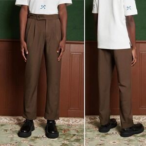 Sister Jane Lillian Trousers XXS brown pleated high waisted pants cuffed